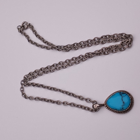 Signed Native American Turquoise Sterling PENDANT - VINTAGE - Picture 9 of 16